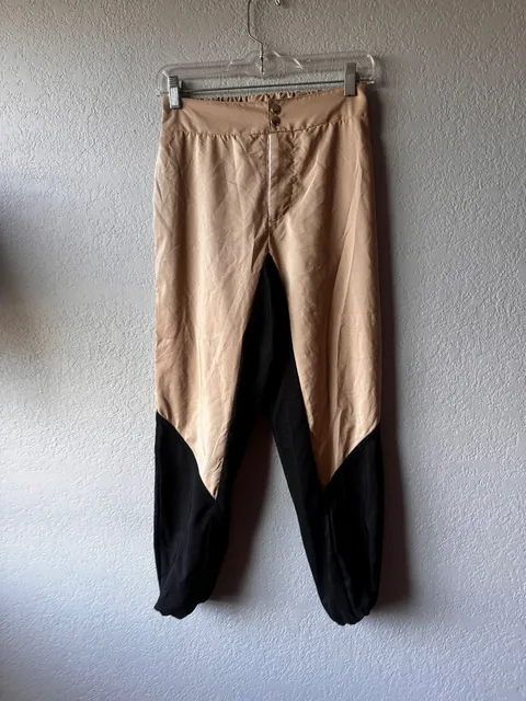 Tan Black Color Block Hip Hop Pants, Weissman one-piece