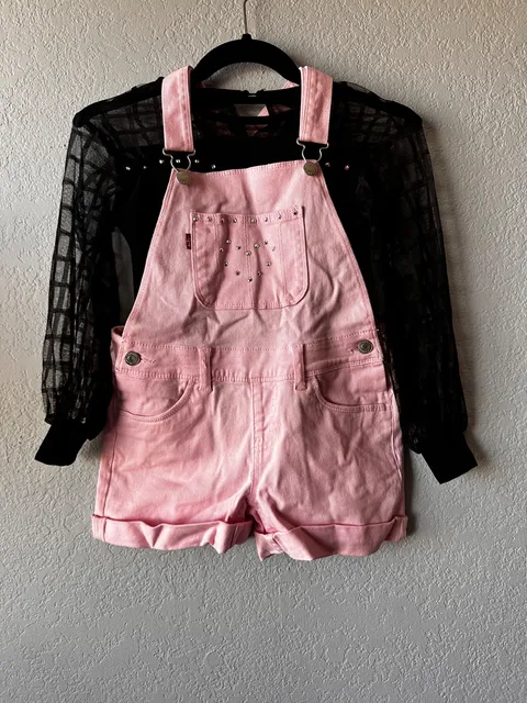 Pink Denim Overall Shorts Costume one-piece