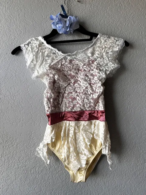 Cream Lace Dance Leotard one-piece