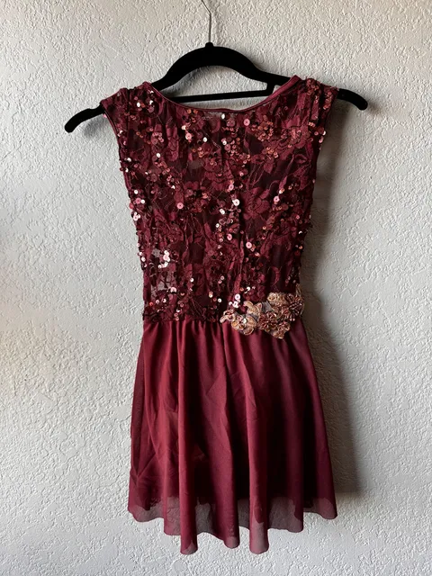 Burgundy Sequin Dance Dress, Weissman one-piece